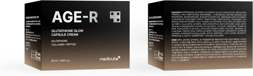 medicube AGE-R Glutathione Glow Capsule Facial Cream - Instant Lifting Moisturizer - Collagen Peptide For Hydrating Glow 50ml