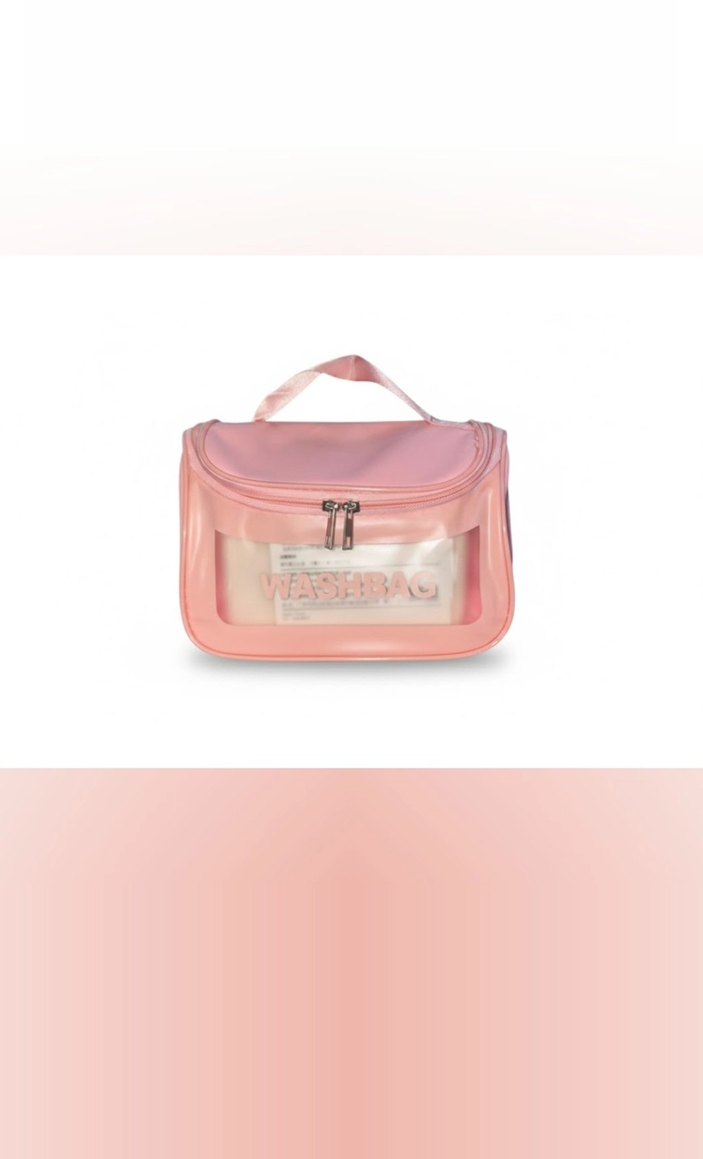 حقيبة غسيل وإكسسوارات وردية مع مقبض علويWash Bag Pink Cosmetic Pouch