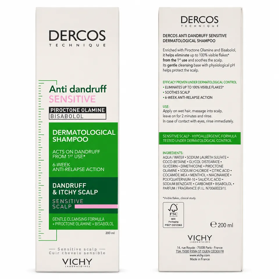 Vichy Dercos Anti-Dandruff Sensitive Dermatological Shampoo — 200ml