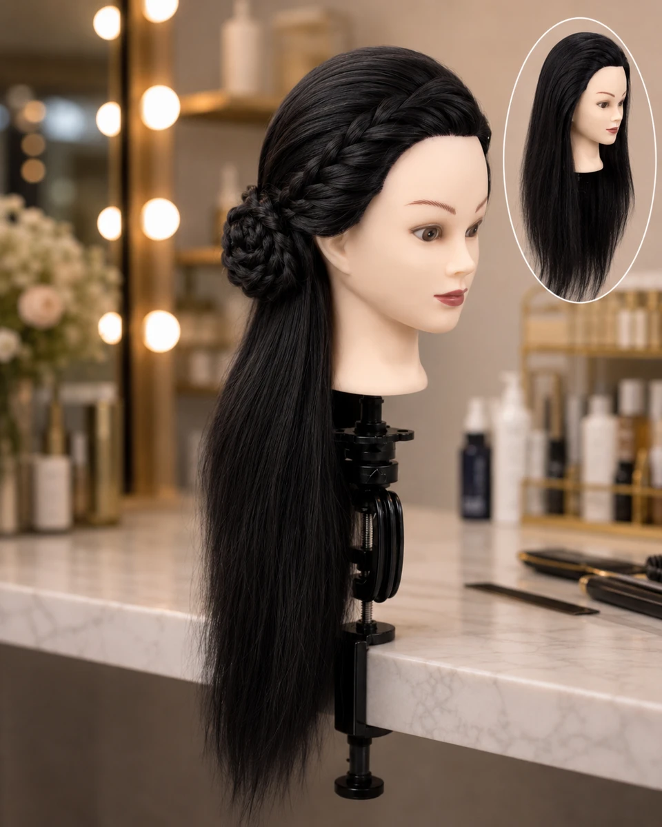 رأس تدريب لتسريحات الشعر مع قاعدة تثبيت 💇‍♀️
