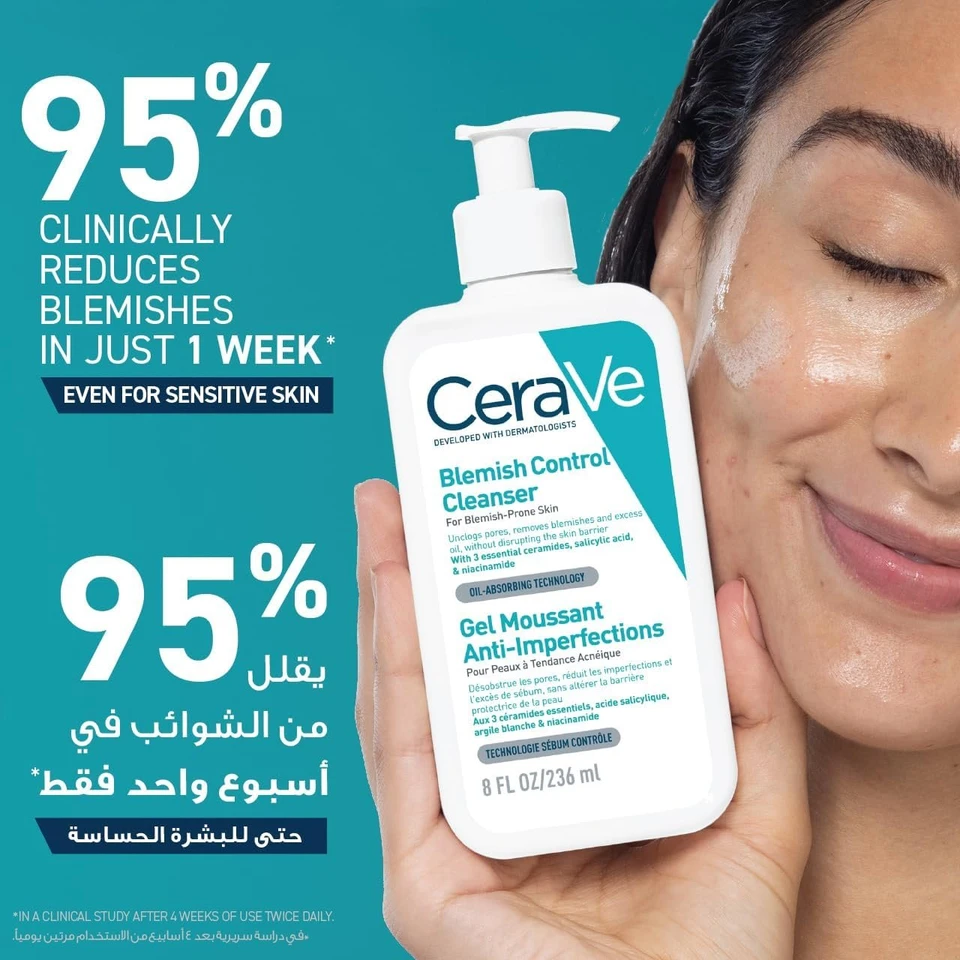 CeraVe Blemish Control Cleanser Face Wash For Acne & Blemish Prone Skin 236ml