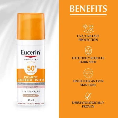 Eucerin Pigment Control LSF 50+ Sun Fluid, 50 ml Solution | Sun protection for the face with very high UVA/UVB filters, thiamidol effectively softens pigment spots, ultra-light texture