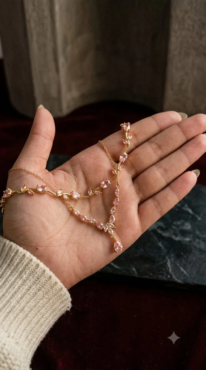 طقم انسيال و سلسلة بفصوص زركون