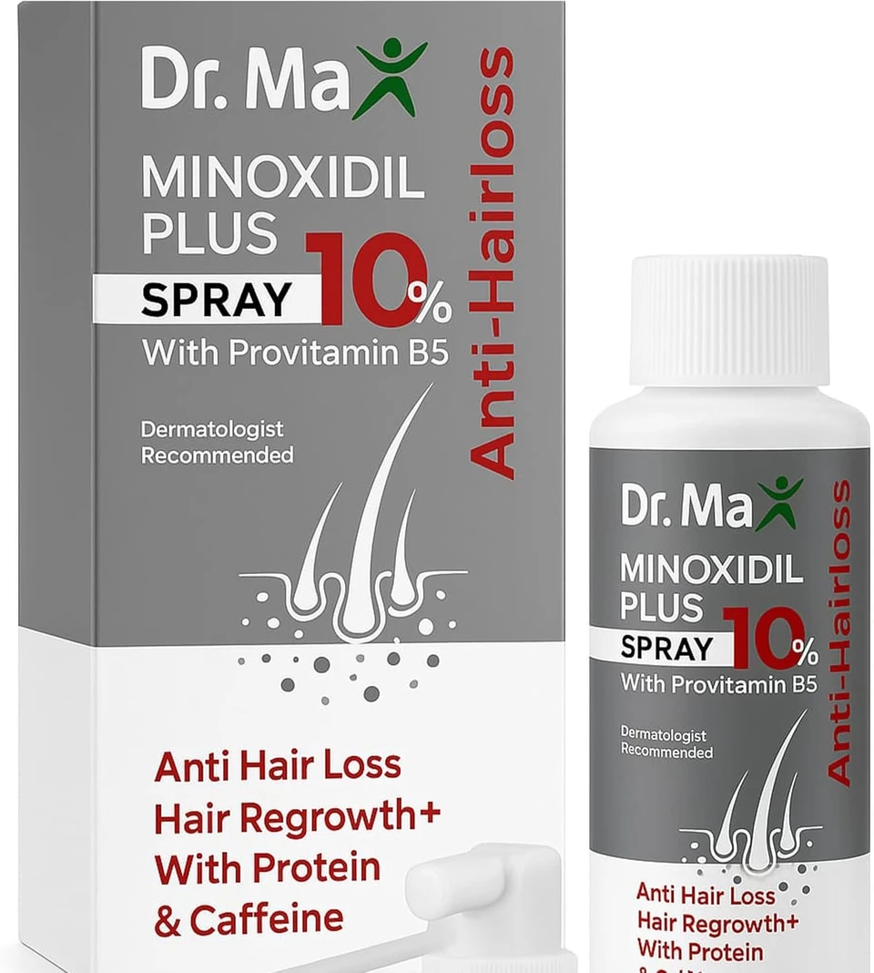 Dr Max Minoxidil 10% Anti-Hair Loss Spray with Provitamin B5, White, Lush Scent, Unisex-Adults, Men's Department