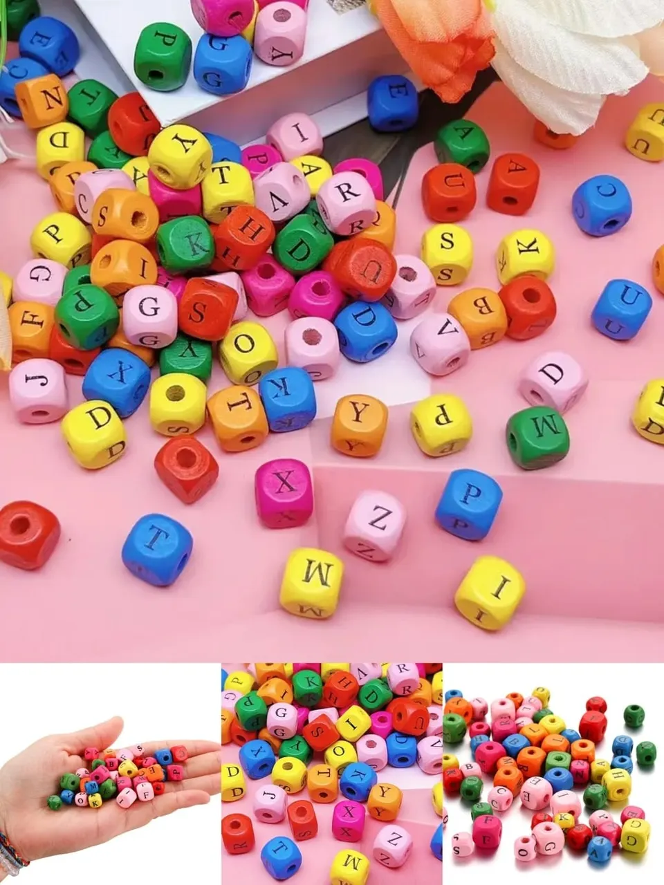 خرز الأبجدية الخشبي 10 ملم