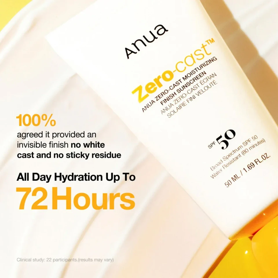 Anua Zero-Cast Moisturizing Finish Sunscreen SPF 50 50ml