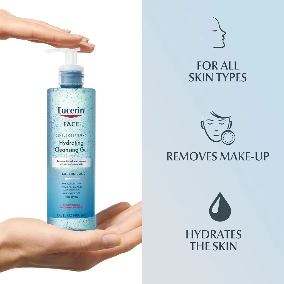 Eucerin, Face, Hydrating Cleansing Gel + Hyaluronic Acid, Fragrance Free 200 ml 