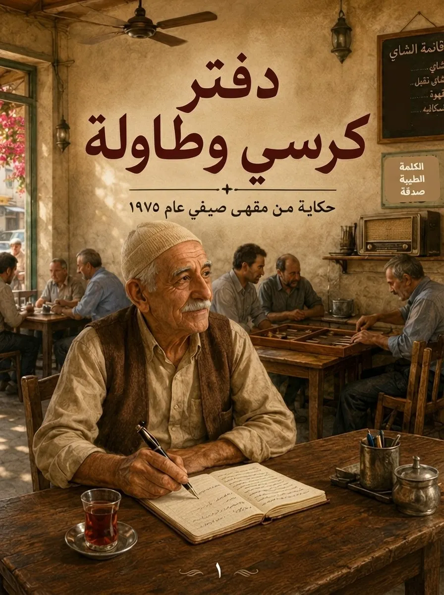 دفتر، كرسي وطاولة حكاية من مقهى صيفي «خليها علينا» – عام 1975