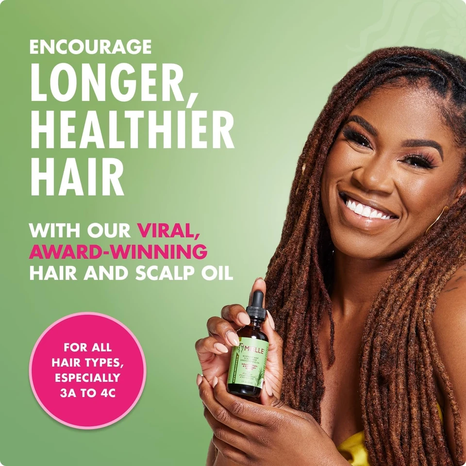  MIELLE - ROSEMARY MINT, SCALP & HAIR OIL, INFUSED W/BIOTIN & ENCOURGES GROWTH, FOR DAILY USE, SCALP TREATMENT, SPLIT END CARE & SCALP & STRENGTHENING OIL | Strengthens, Moisturises, Promotes Hair Growth, Dry Scalp & Split Ends Treatment