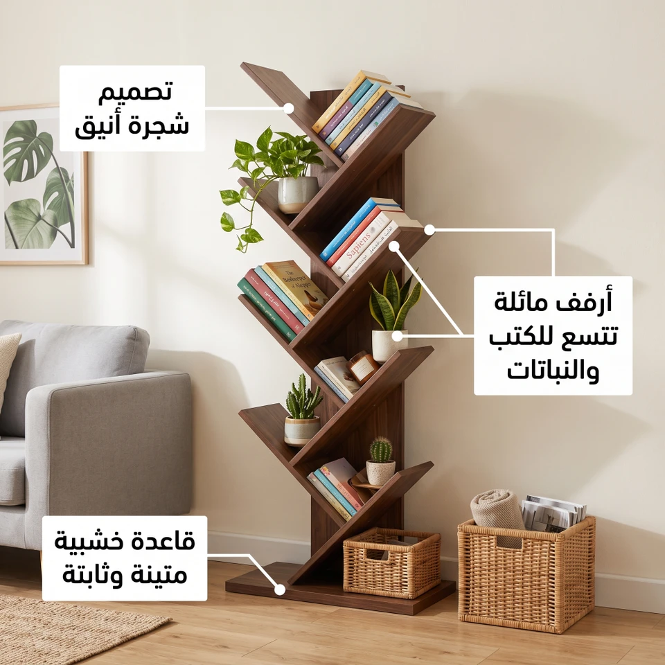 الرف الخشبي على شكل شجرة