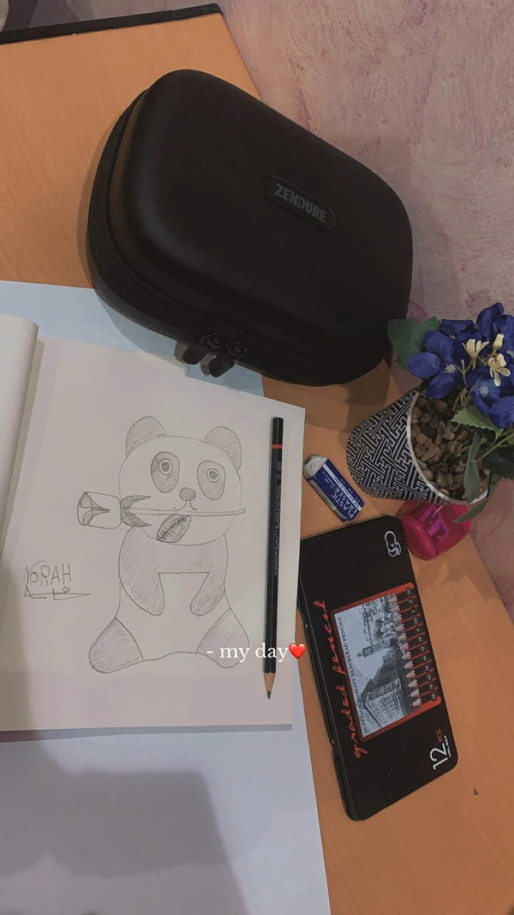 لوحة 🎨  تصميم دب الباندا 🤍💡على طبيعة 