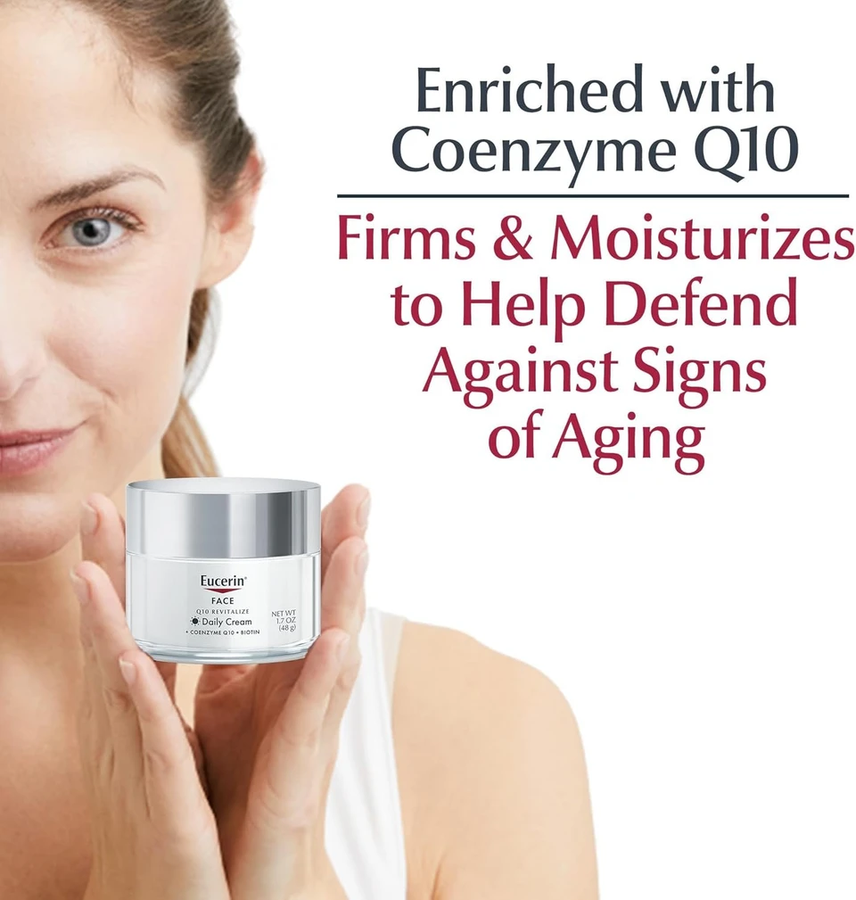 Eucerin Q10 Anti-Wrinkle Face Cream, Unscented Face Cream for Sensitive Skin 48g