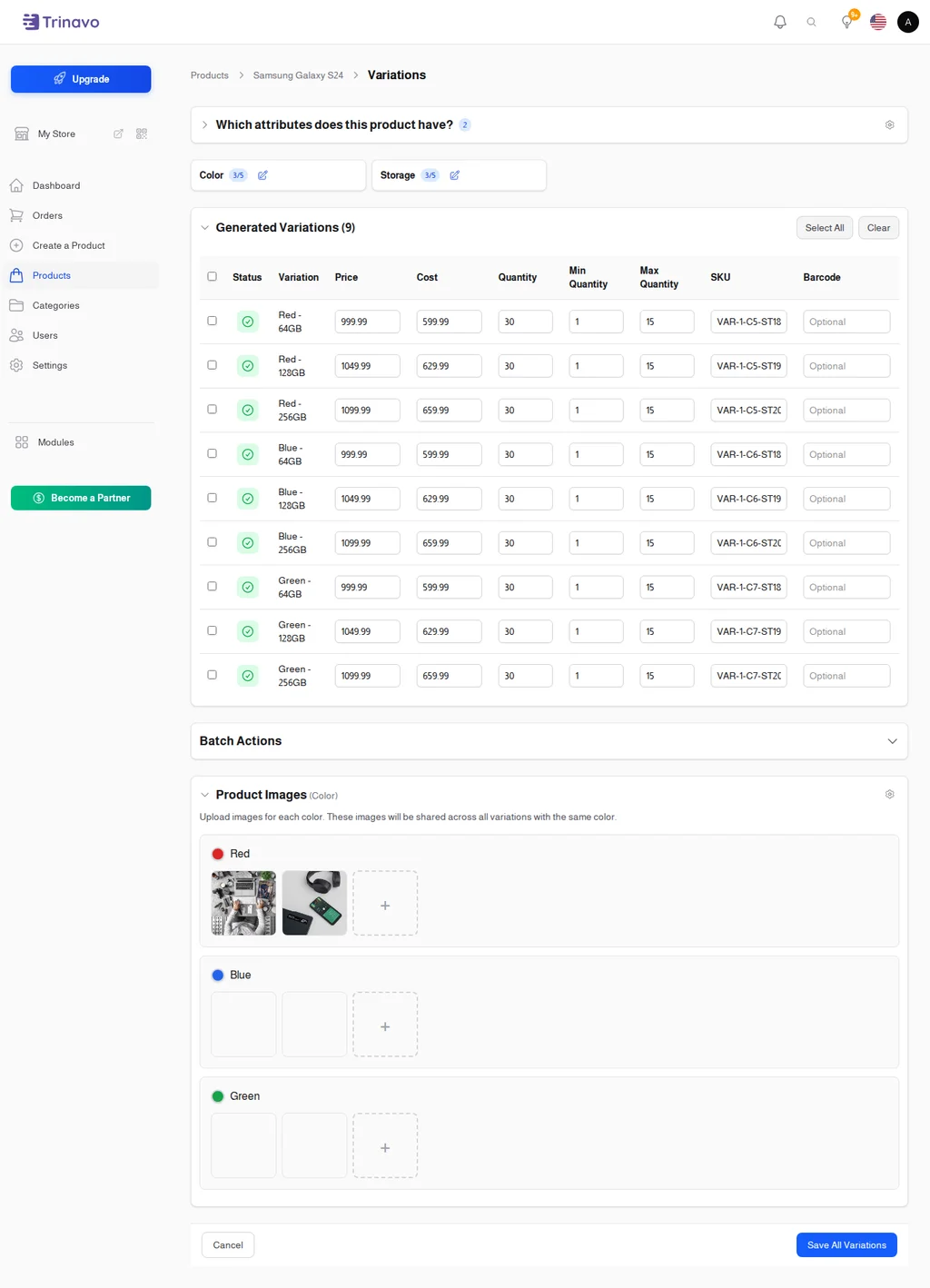 Product Variations