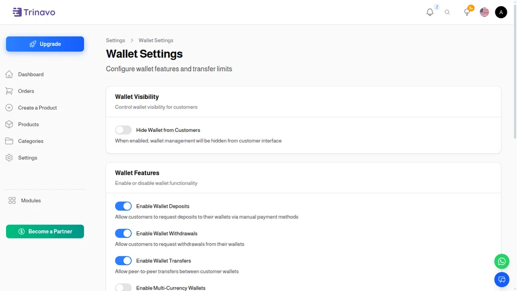 Wallet Settings