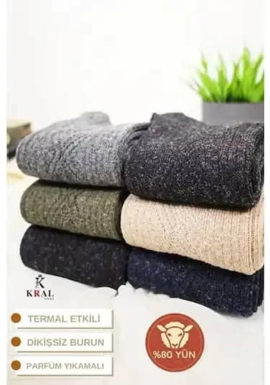 🐑 جوارب من صوف الحمل الشتوية🧣12 قطعة 📦
