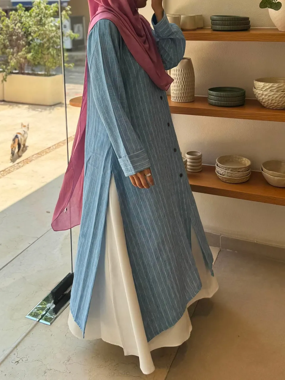شميز طويل مقلم