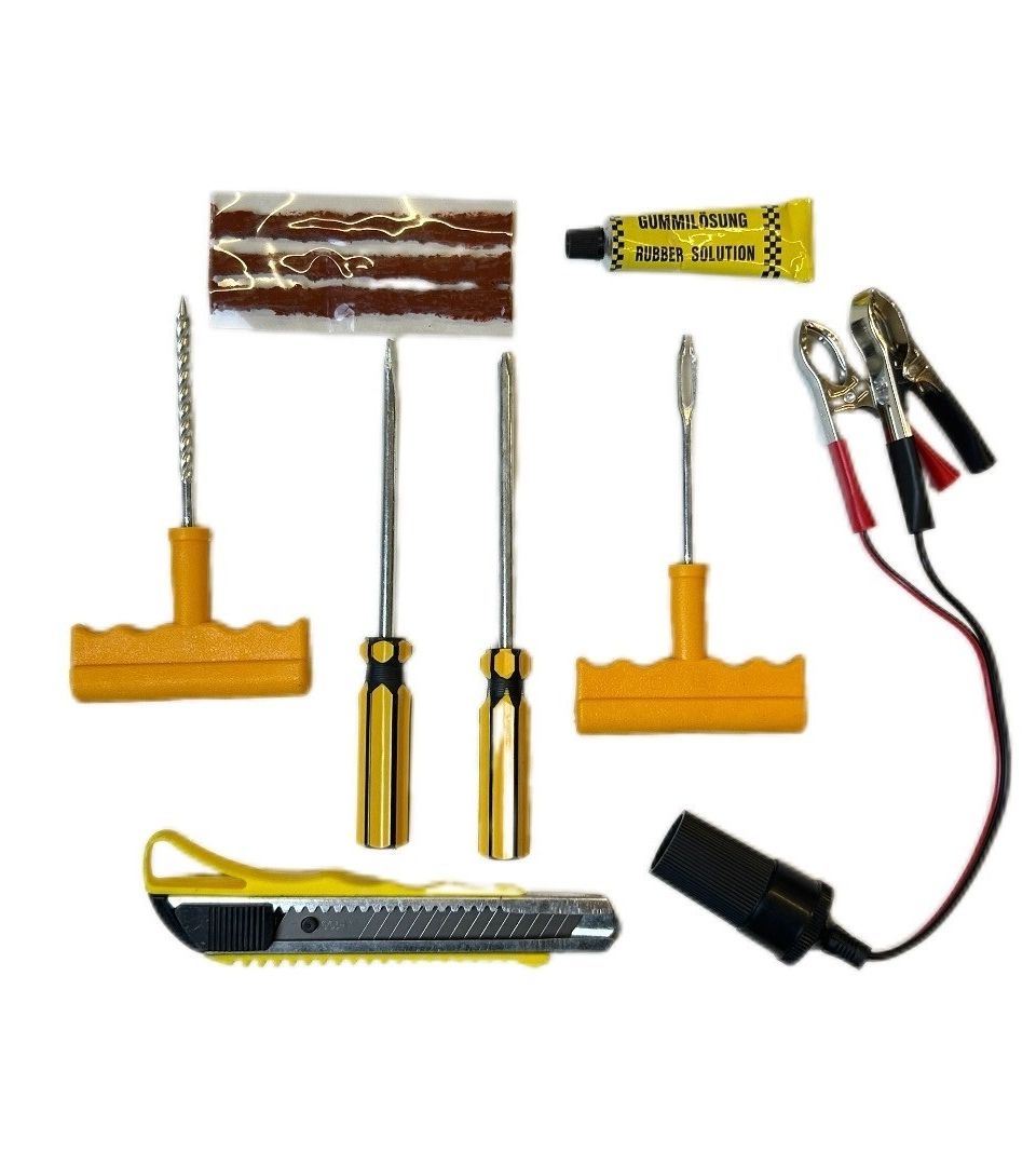 عدة تصليح اطارات و منفاخ هواء