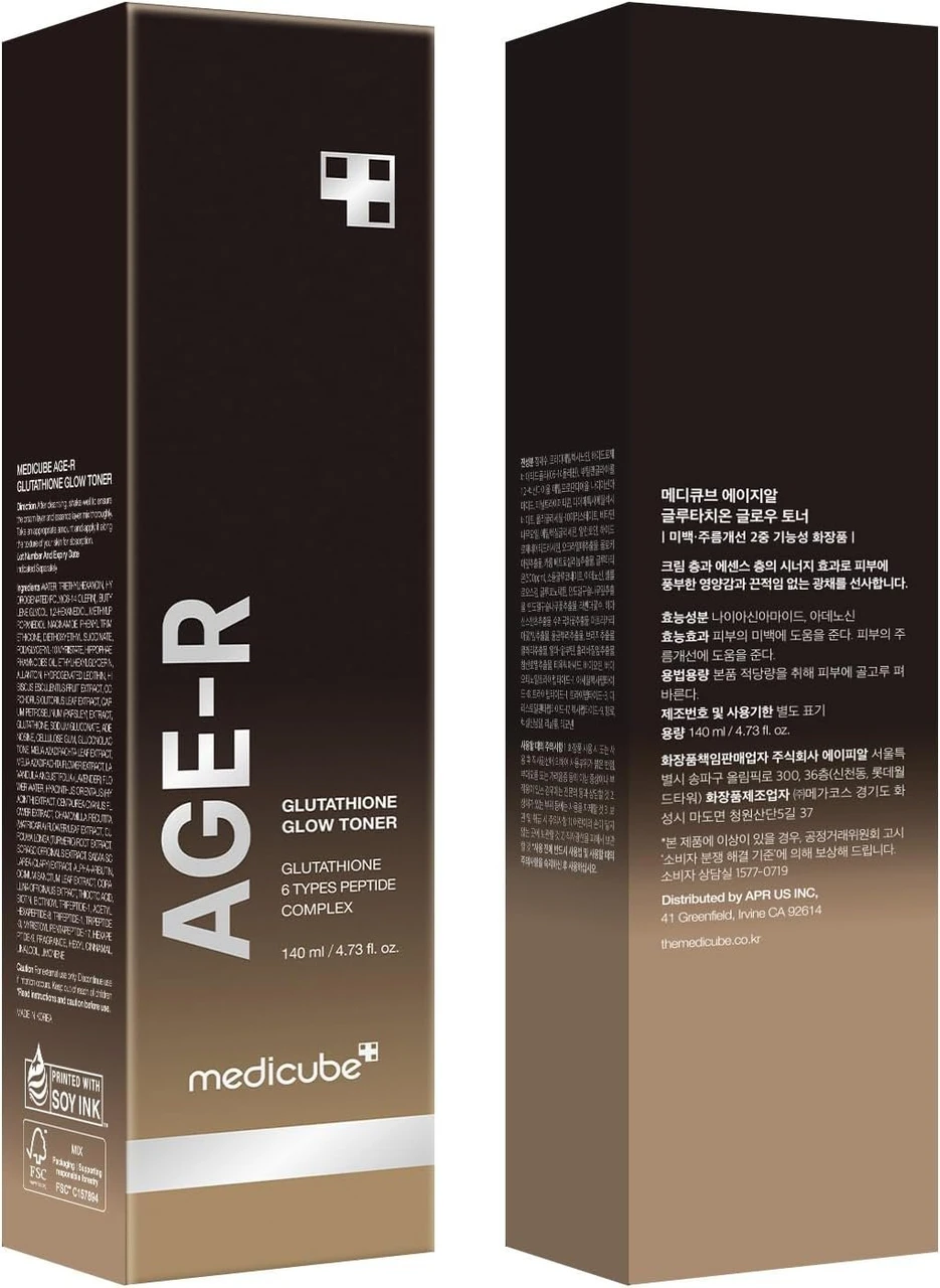 medicube Age-R Glutathione Glow Milky Toner, Low-Irritation Double Layer Toner for Glass Glow Skin with Peptide 140ml
