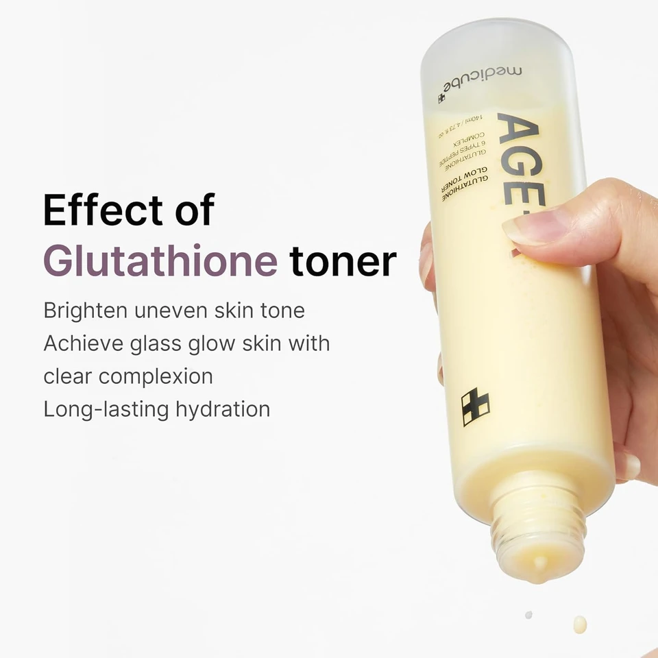 medicube Age-R Glutathione Glow Milky Toner, Low-Irritation Double Layer Toner for Glass Glow Skin with Peptide 140ml