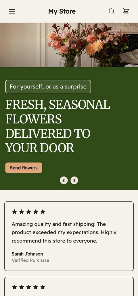 The Jouri theme's home page on a phone