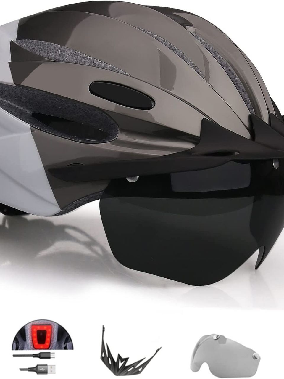 خوذة مع نظارة وضوء خلفى