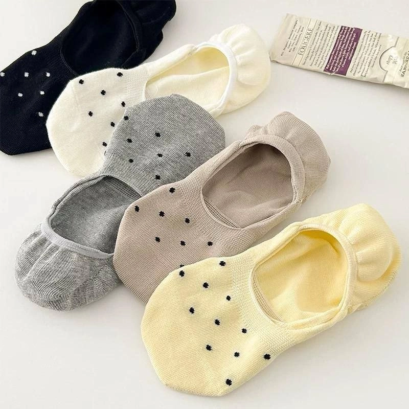 5pairs polka dot pattern socks 