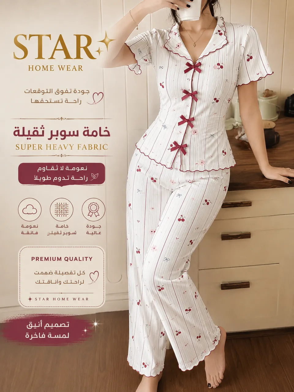 بيجامة نص كم ستار