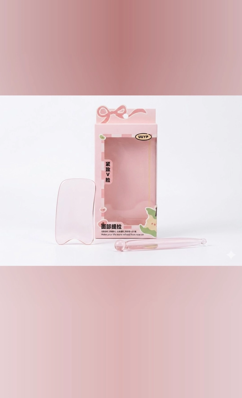 مساجر وجه حجر (Gua Sha) مع عصا تدليك