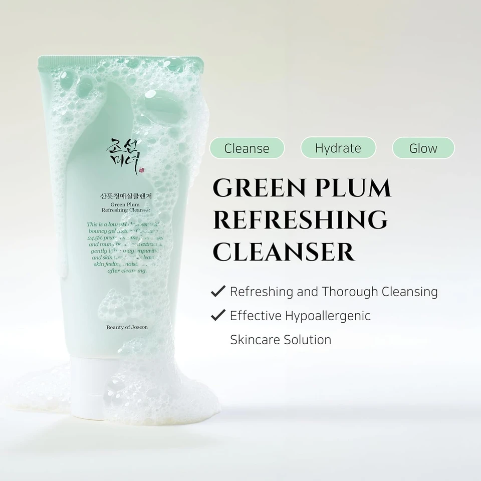 Beauty of Joseon Green Plum Refreshing Cleanser 100ml  Everyday Soothing, Natural Cleanser  Made In Korea  Sensitive Skin Friendly  Removes Impurities without Drying Skin Sensitive Skin Friendly