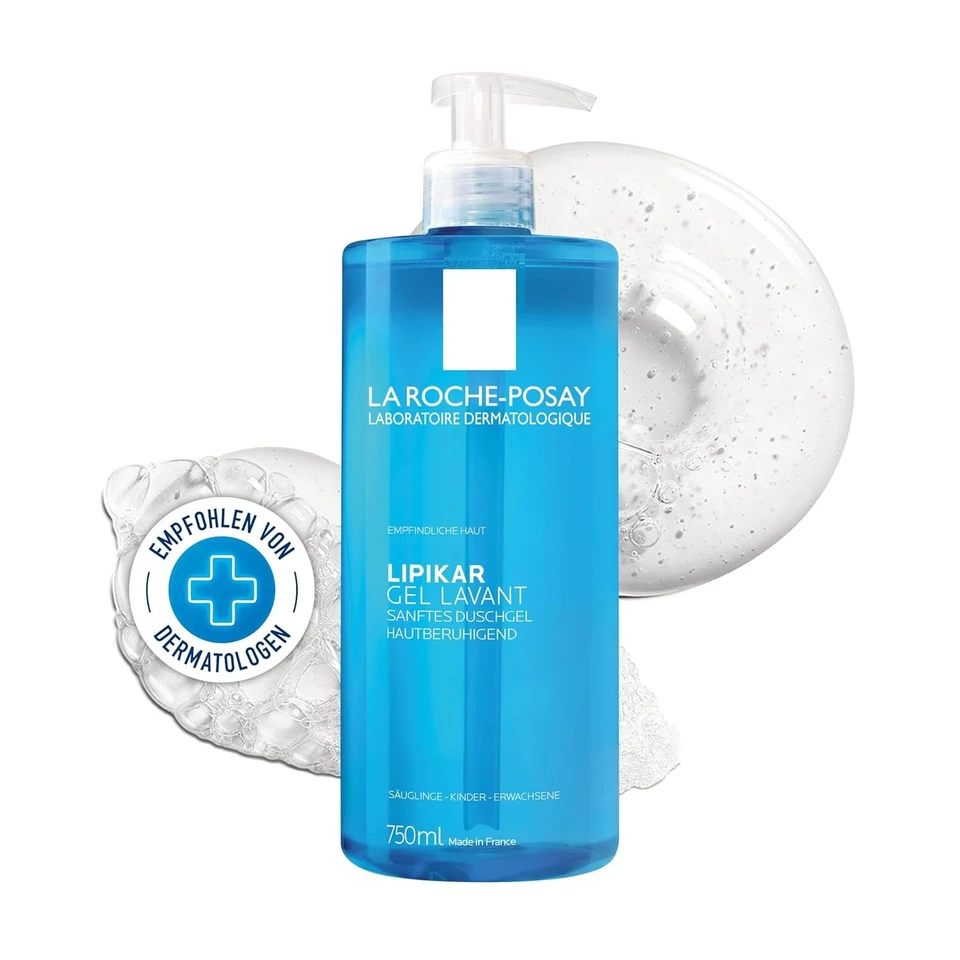 La Roche Posay Lipikar Gel Lavant Skin Soothing Gentle Shower Gel for Dry Sensitive Skin with Niacinamide Daily Cleansing 750 ml