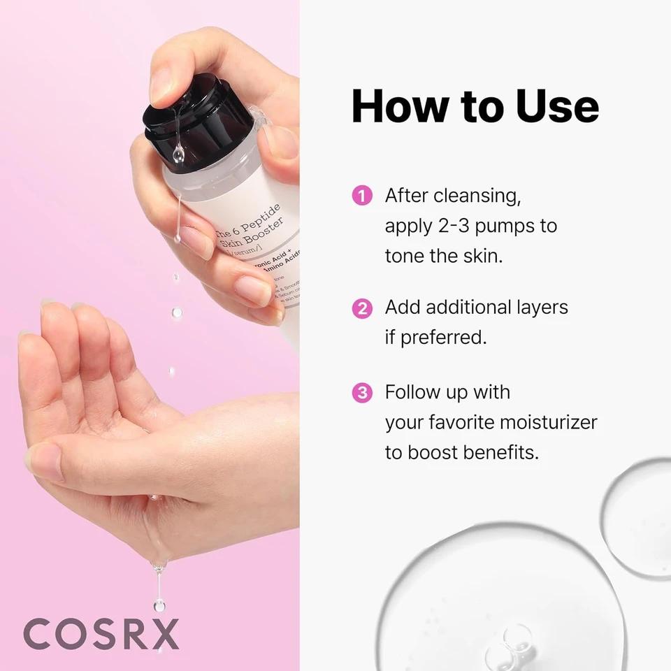 COSRX 6 x Peptide Collagen Booster Toner Serum 150 ml  Skin Renewal Boosting Facial Essence, Niacinamide & Hyaluronic Acid for All Skin Types, Korean Skincare, Paraben Free