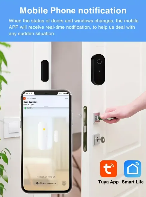 نسق حساس باب ونافذة ذكي ZigBee | تنبيهات فورية عبر smart life و tuya (يتطلب Hub) لون ابيض