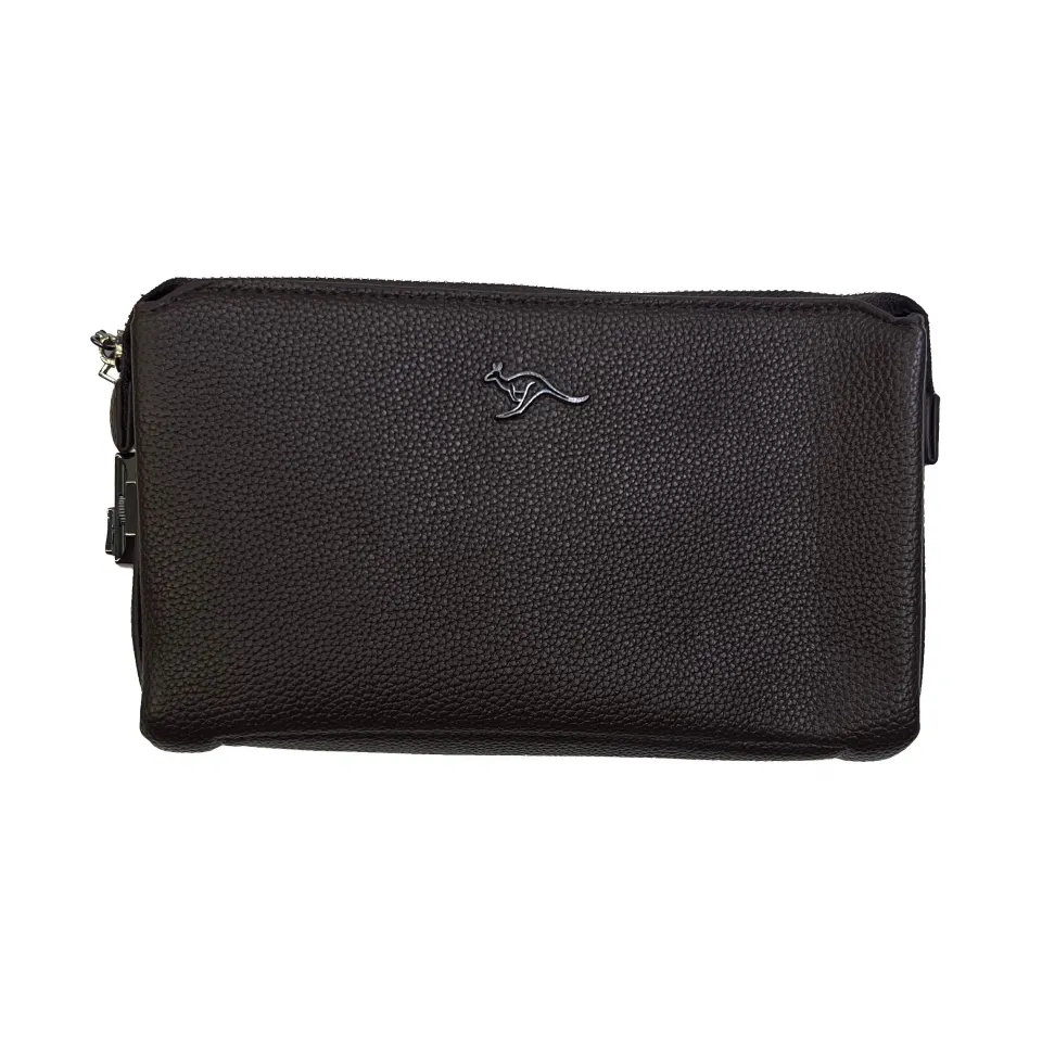 حقيبة جلد ذات قفل معدني