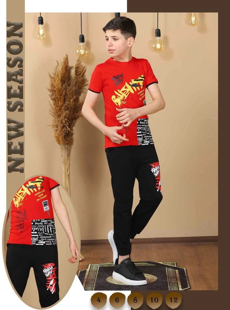 بيجامة صبياني قطن 