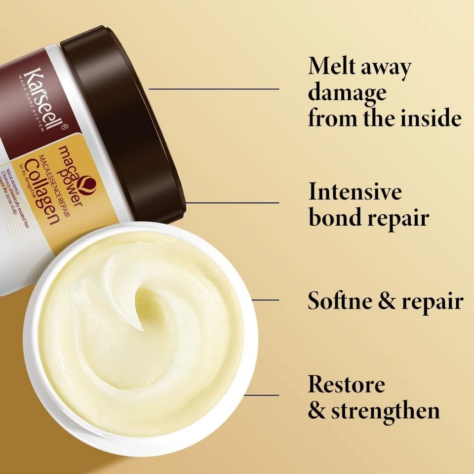 Karseell Hair Mask Deep Repair Treatment for Smooth, Soft Hair 500ml | With Collagen and Argan Oil, Helps Hydrate Hair, Control Frizz, and Leave Hair Soft & Shiny for Dry Damaged Hair