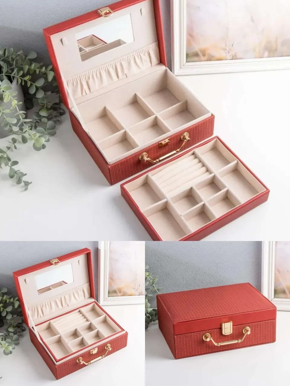 صندوق مجوهرات فاخر-أحمر