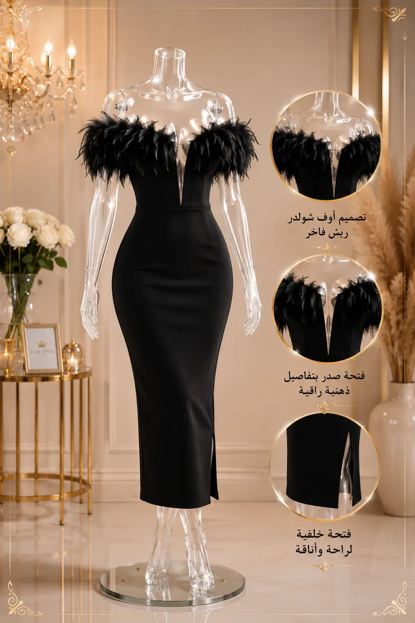 فستان سهرة ريش