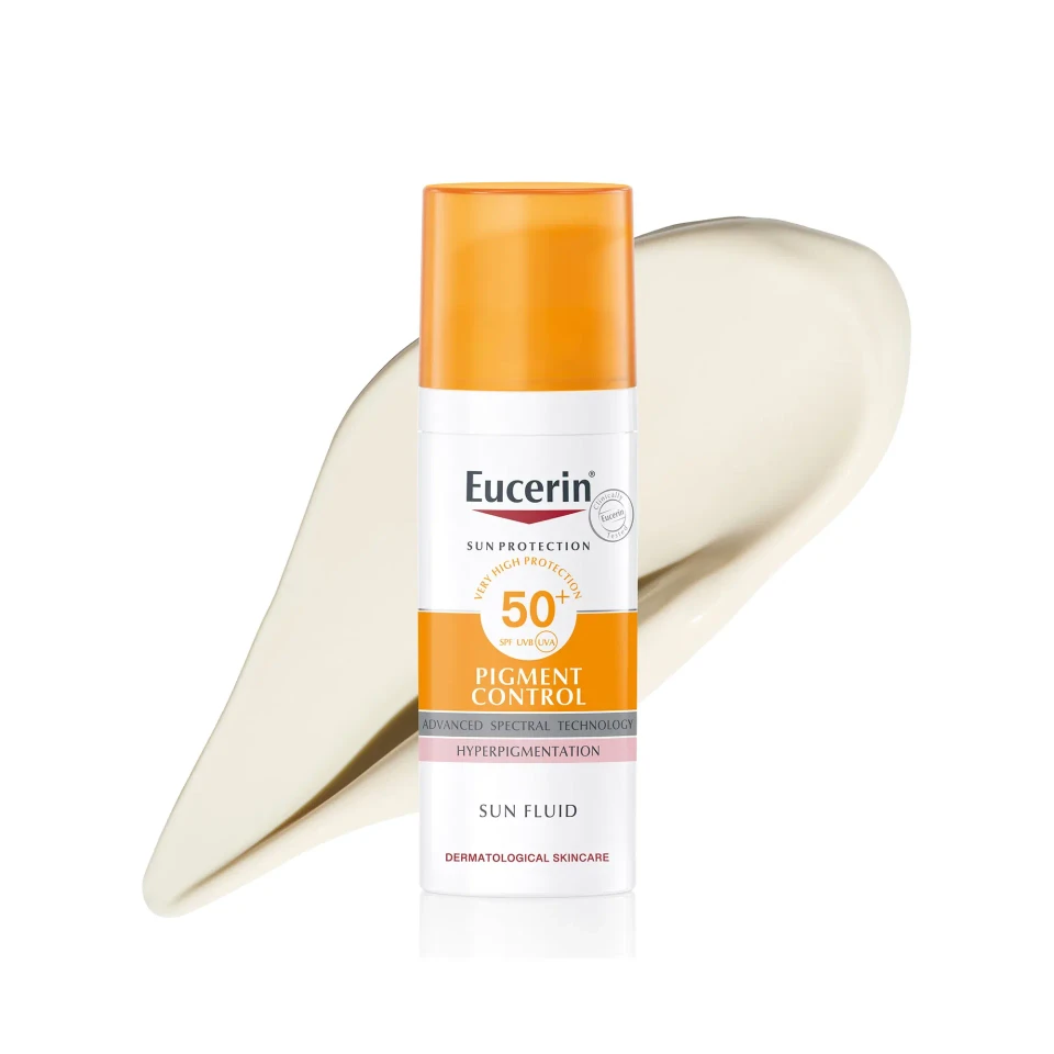 Eucerin Pigment Control LSF 50+ Sun Fluid, 50 ml Solution | Sun protection for the face with very high UVA/UVB filters, thiamidol effectively softens pigment spots, ultra-light texture