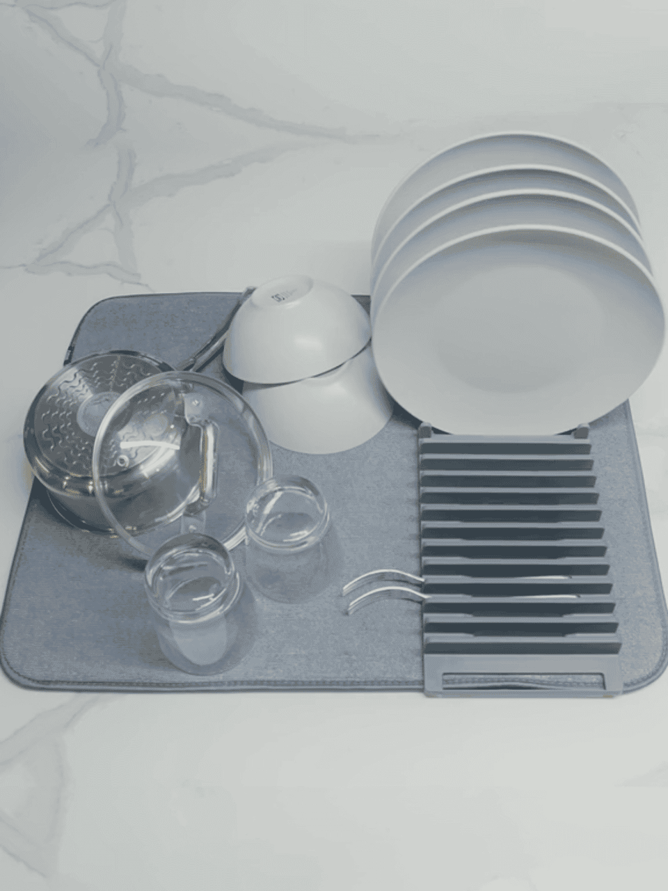 سجادة تجفيف أطباق مع حامل قابل للطي