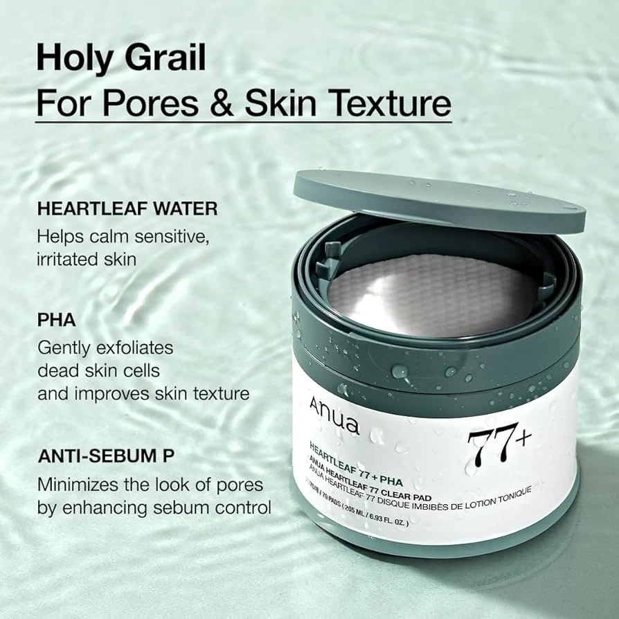Anua Heartleaf 77% Clear Pad, Exfoliating Pads With Face Skin Toner 160ml