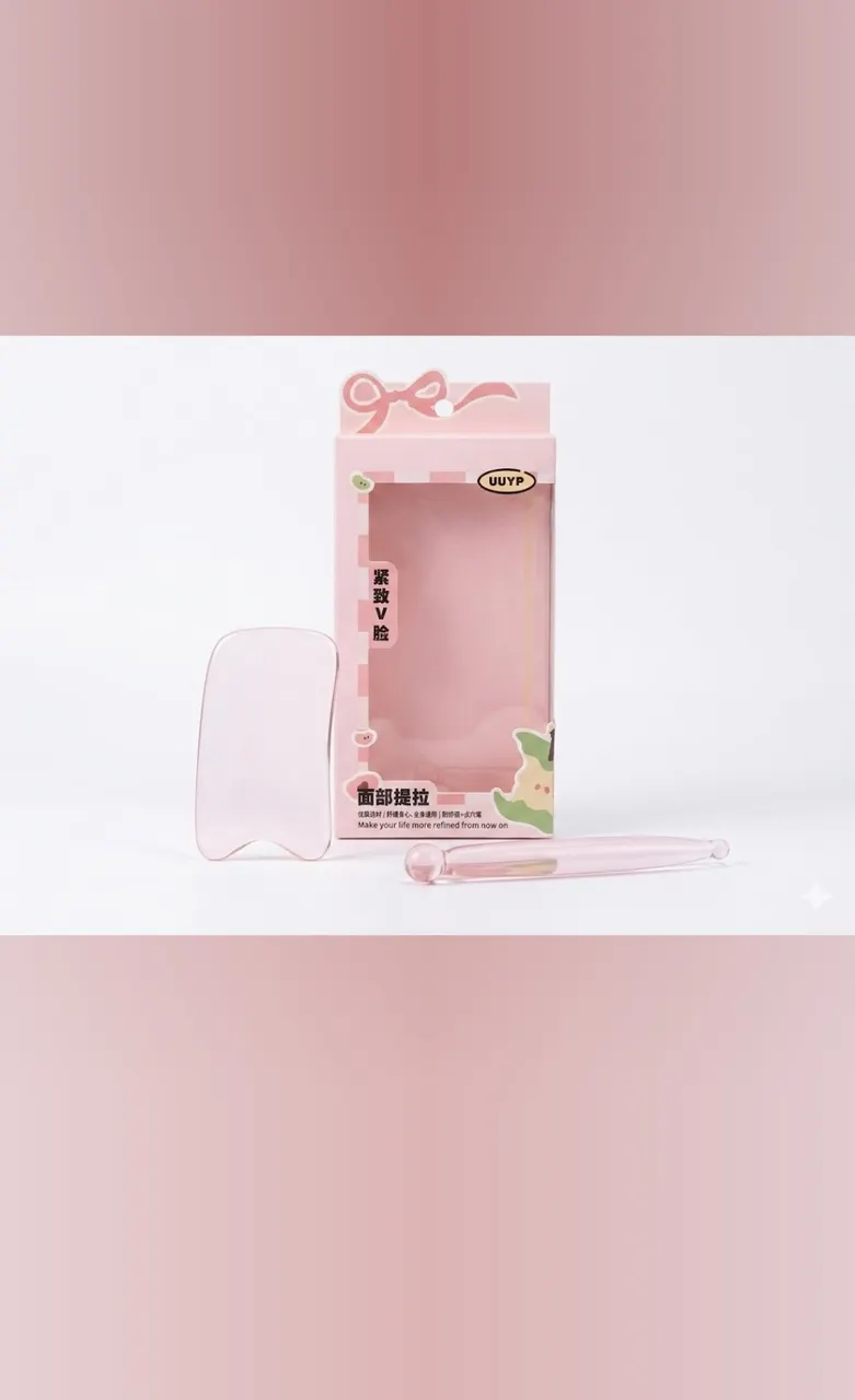 مساجر وجه حجر (Gua Sha) مع عصا تدليك