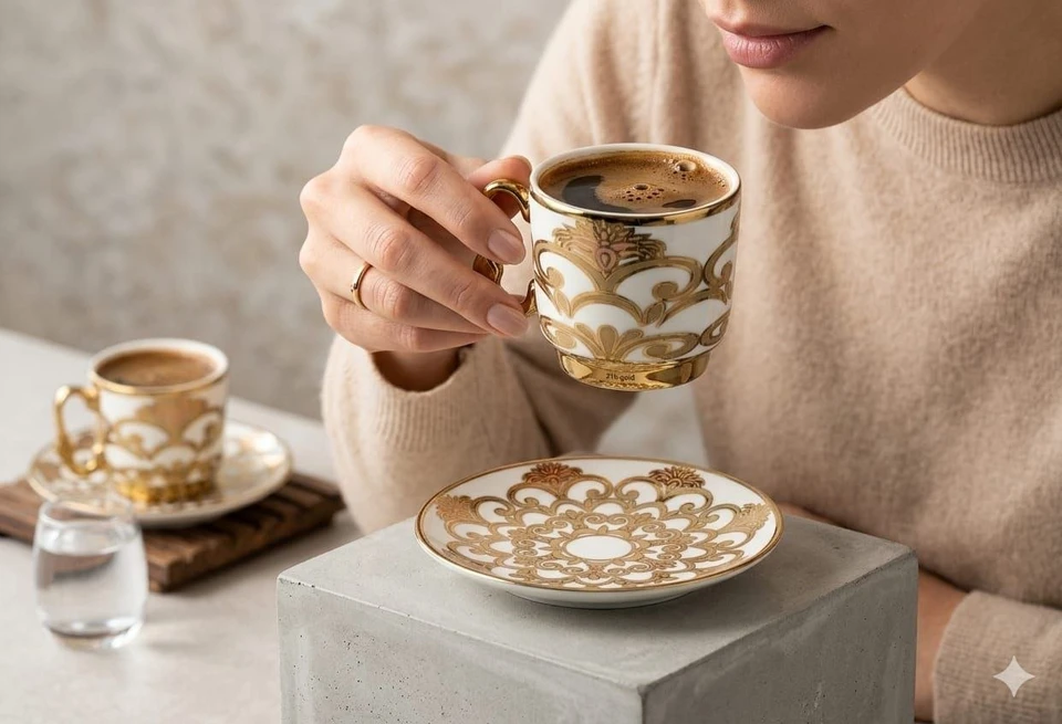 طقم. فناجين مذهب