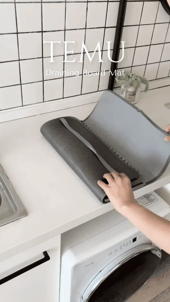 سجادة تجفيف أطباق مع حامل قابل للطي