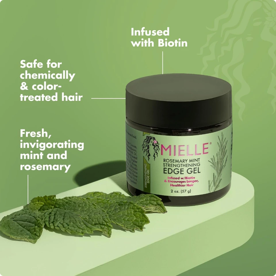 Mielle Organics Rosemary Mint Strengthening Edge Gel For Sleeking And Taming Hair, 57 g