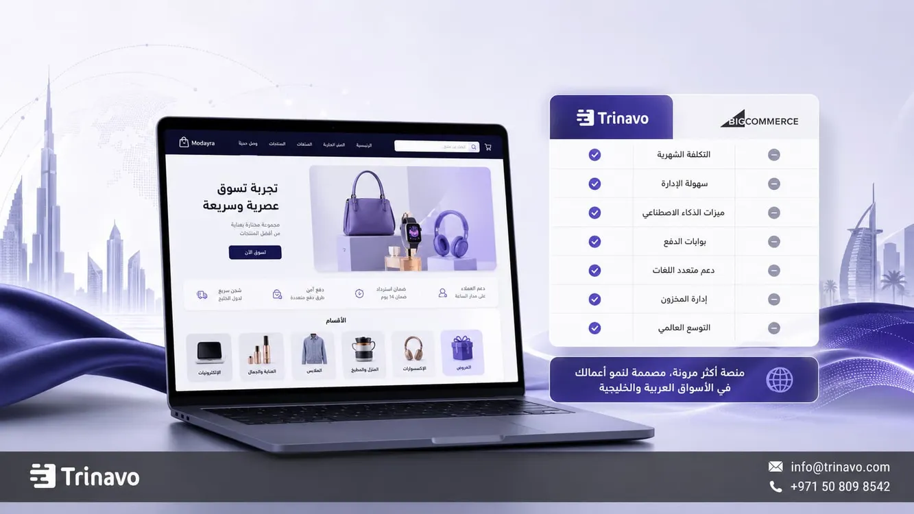 BigCommerce Alternative: Trinavo at a Lower Cost for Arabic Stores and Mid-Sized Businesses