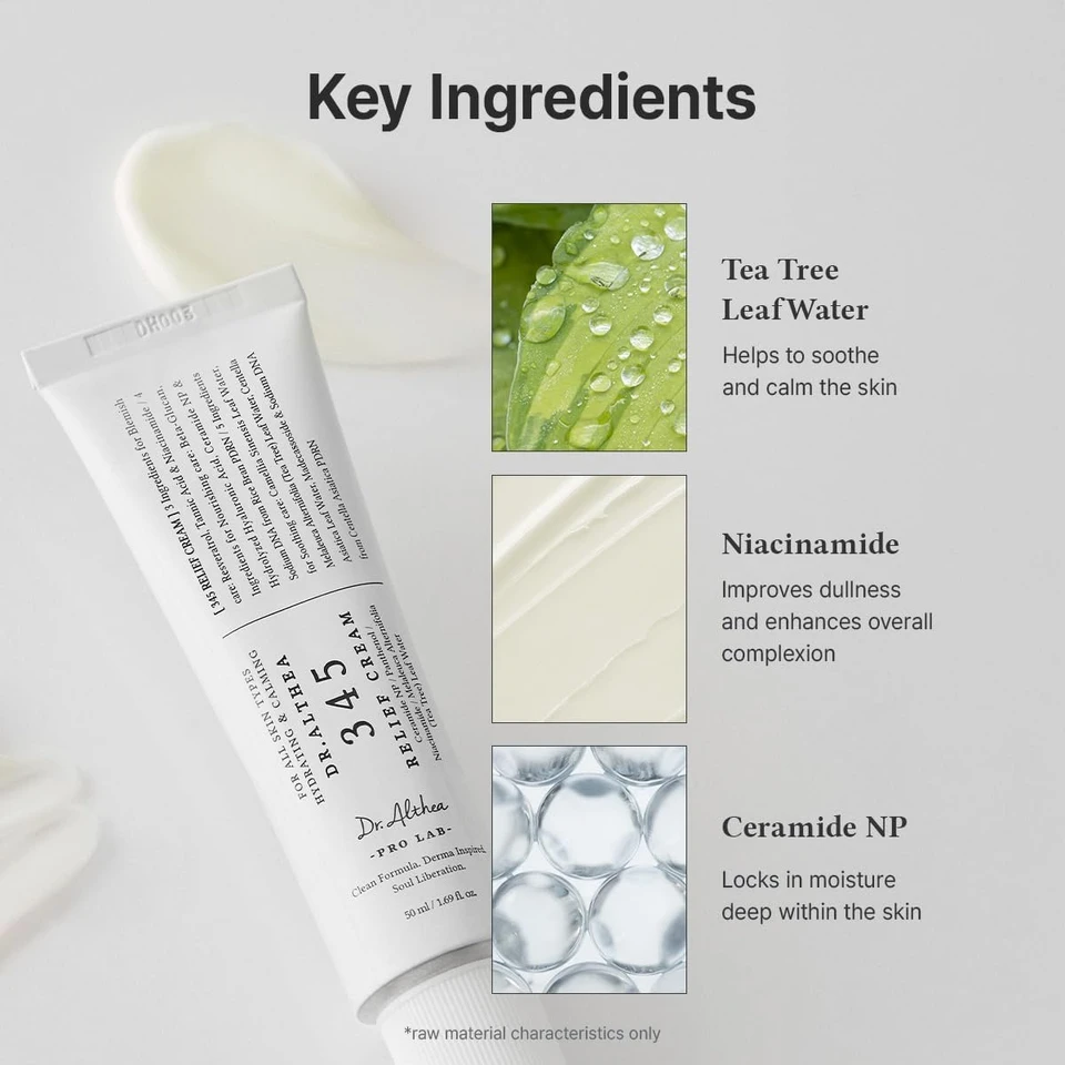 Dr.Althea 345 Relief Cream | Moisturizer for Soothing Recovery and Blemish Care with PDRN & Niacinamide | Korean Vegan Skin Care for All Skin Types, 50ml