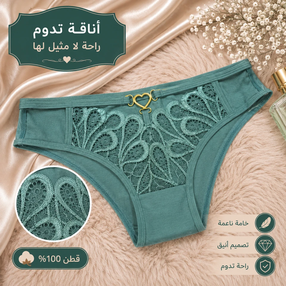 كيلوت 7274 عرايسي القلب المرجاني - قطن ليكرا فاخر 🧡
