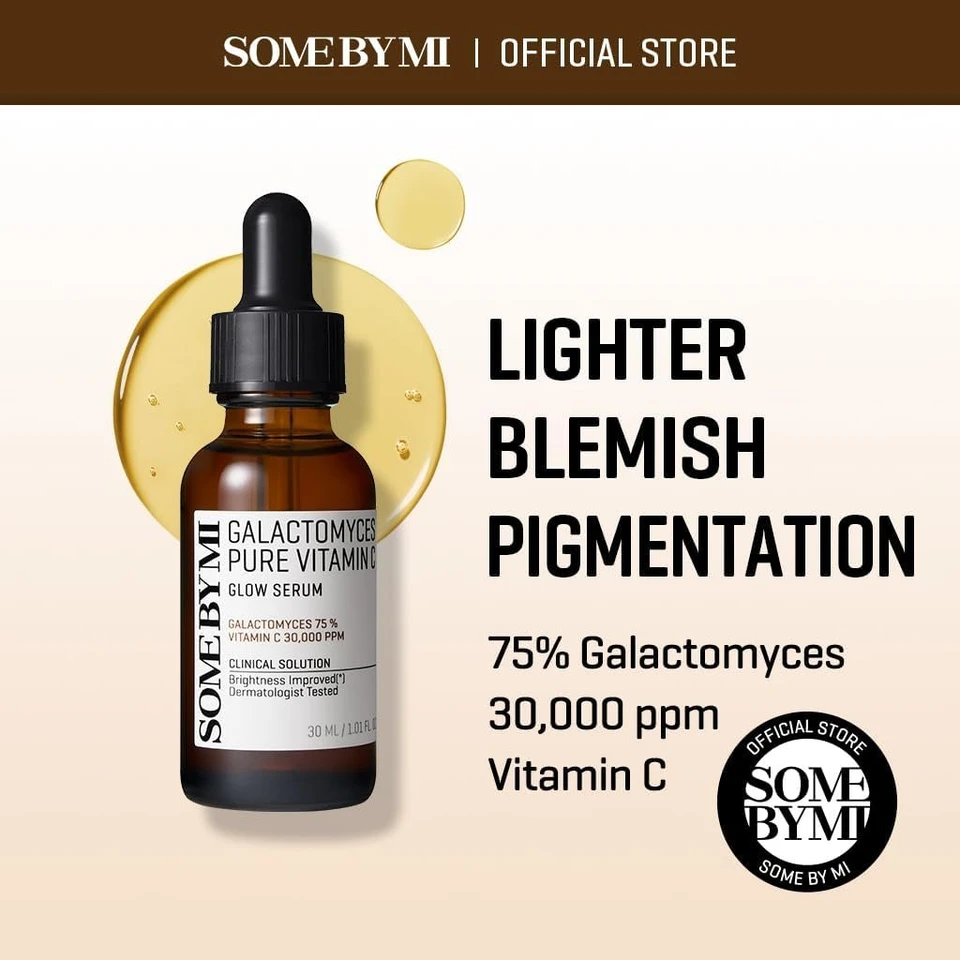Some By Mi Galactomyces Pure Vitamin C Glow Serum | 30Ml | Daily Brightening Vitamin C Serum For Glass Skin | Improvement Of Skin Texture & Elasticity