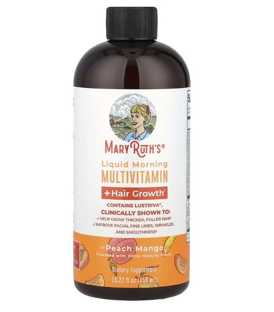 MaryRuth's, Liquid Morning Multivitamin + Hair Growth, Peach Mango 450 ML