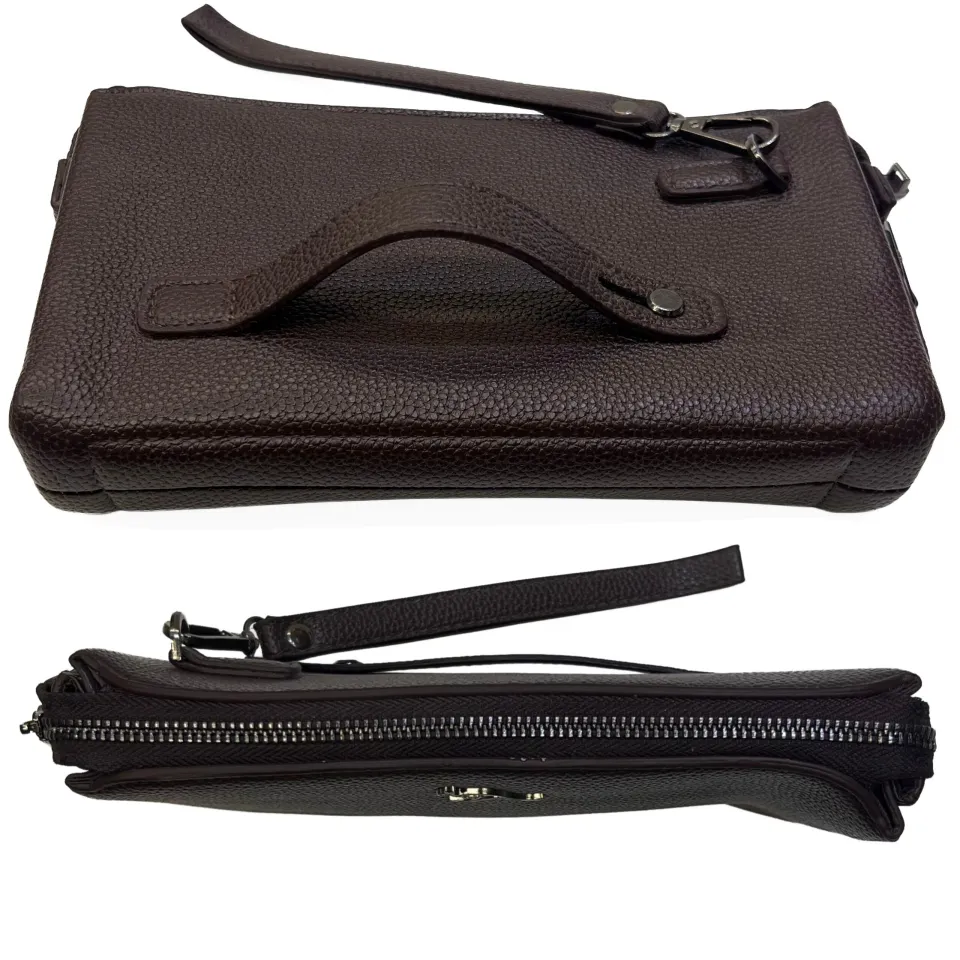 حقيبة جلد ذات قفل معدني